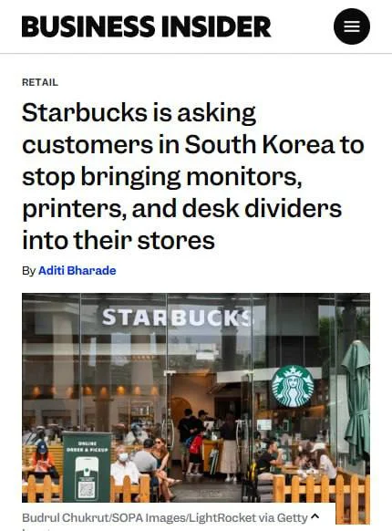 Старбакс в Южной Корее официально попросил клиентов НЕ приносить принтеры и с...