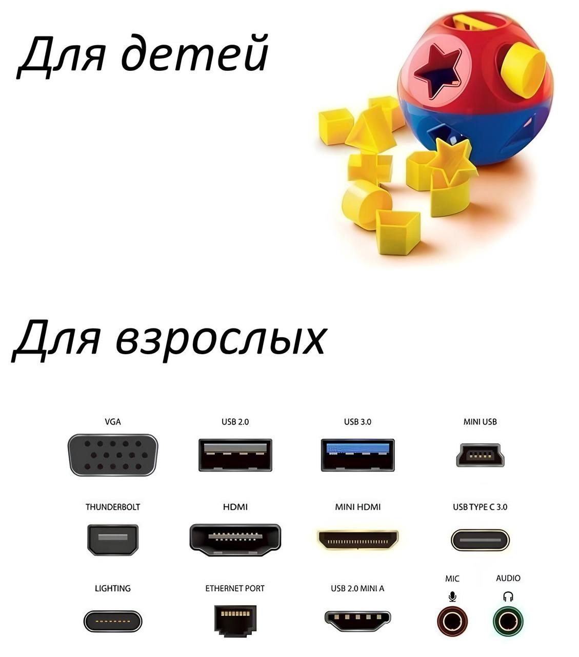 А я всегда говорил, что разъемы на ПК — это проверка умственного развития для...